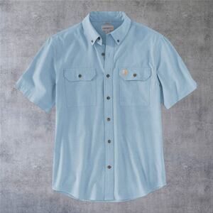Carhartt Men's M Relaxed Fit Chambray Work Shirt Blue Short Sleeve S200 CBL 2018